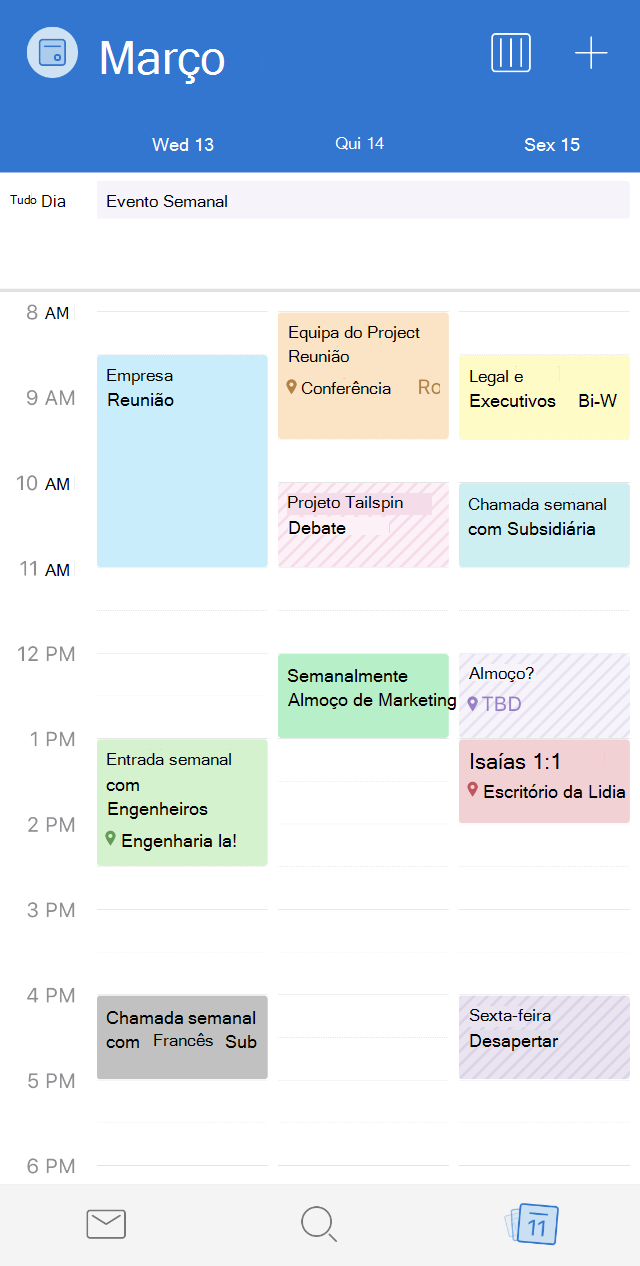 Categorias de calendário