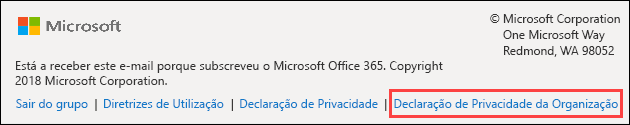rodapé da mensagem de boas-vindas de convidado do Office 365 Groups