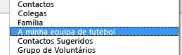 O seu livro de endereços novo é apresentado na caixa de diálogo Livro de Endereços na lista pendente Livro de Endereços.