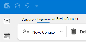 Captura de ecrã do Novo Contacto no friso do Outlook clássico
