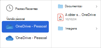 Selecione a conta de armazenamento na nuvem para procurar ficheiros que pretende anexar ao seu e-mail.
