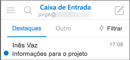 Uma imagem do aspeto do Outlook num iPhone.