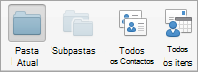 Mostra as opções de pesquisa de Contactos