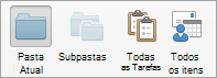 Mostra as opções de pesquisa de Tarefas