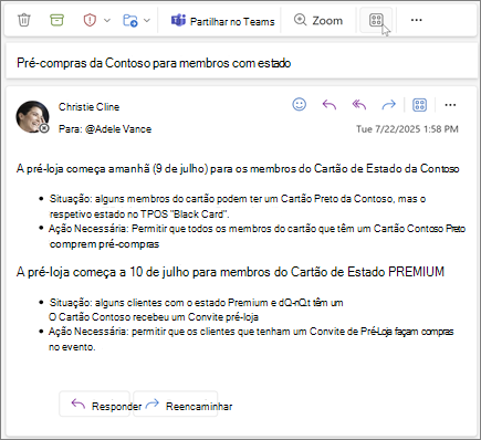 O ícone Mais aplicações no friso está selecionado.