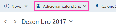 Uma captura de ecrã do botão Adicionar calendário