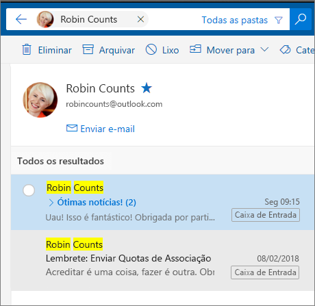 Procure uma pessoa para ver todas as mensagens de e-mail