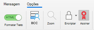 A mostrar o botão de início de sessão numa mensagem de e-mail