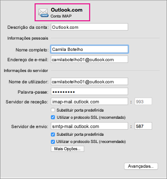 Criar uma conta IMAP