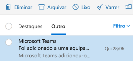 Arquivar mensagens no Outlook na Web