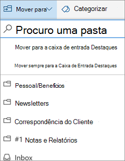Caixa de Entrada Destaques no Outlook na Web