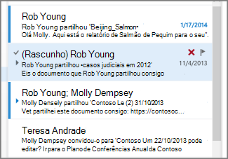 rascunho na lista de mensagens