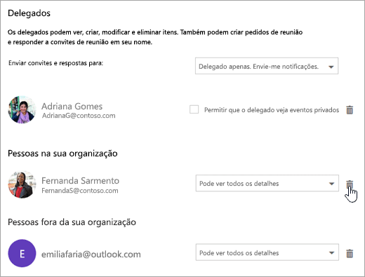 Uma captura de écran da caixa de diálogo Partilhar este calendário.