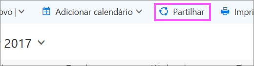Uma captura de ecrã do botão Partilhar