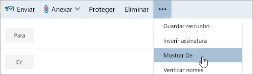 Uma captura de écran da opção Mostrar Remetente