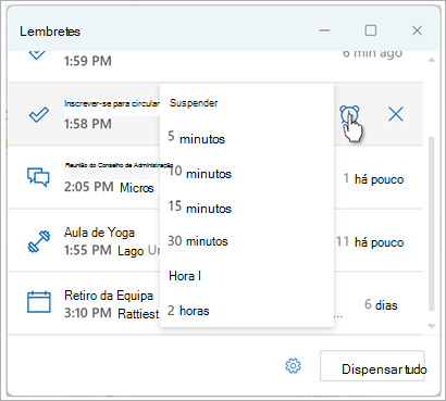 Definir lembretes no Outlook captura de ecrã oito