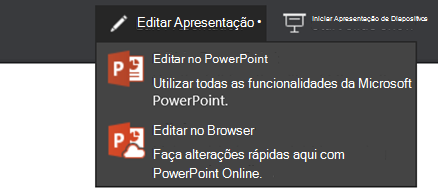 Editar a Apresentação ao selecionar Editar no browser