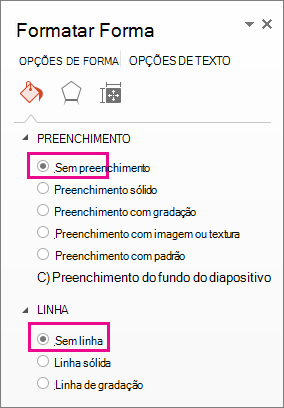 O painel Formatar Forma