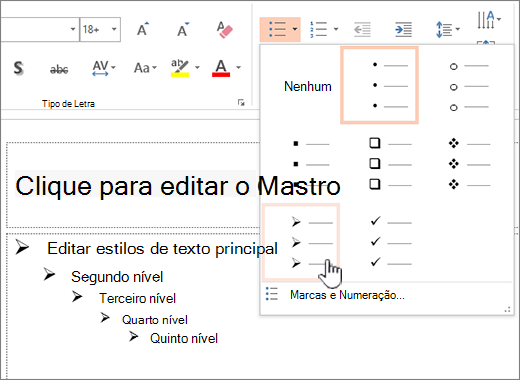 Definir a marca predefinida para todos os níveis
