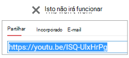 Se o código de incorporação começar com http, o vídeo não será incorporado com êxito.