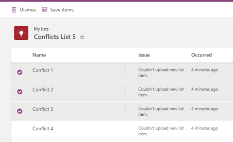 Pode guardar a lista de conflitos como um ficheiro de .csv e atualizar manualmente a lista com estes valores ou simplesmente rejeitá-los.
