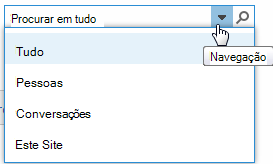 Captura de ecrã da caixa de pesquisa