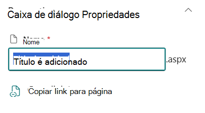 Nome da página em detalhes da página