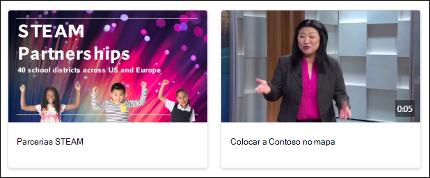 captura de ecrã de ligações rápidas com vídeos