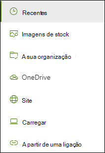 Uma lista de localizações disponíveis ao adicionar uma ligação.