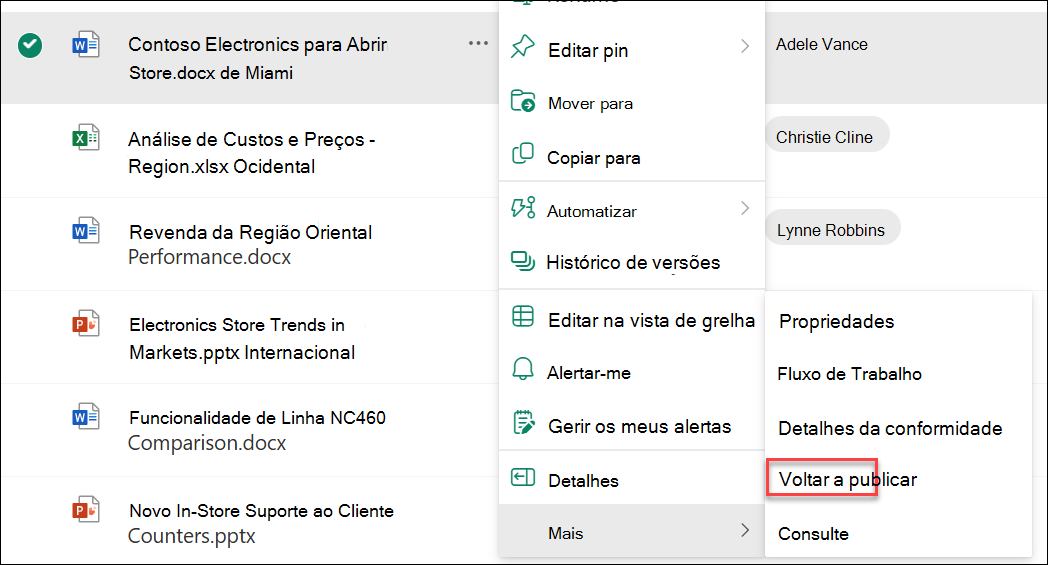 captura de ecrã a mostrar a nova publicação de uma versão principal