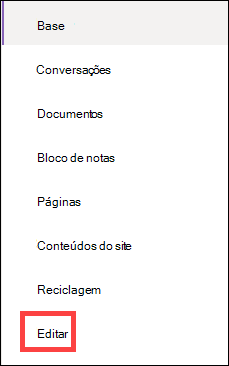 Menu de navegação vertical.