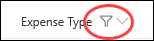 Cabeçalho de coluna do SharePoint com ícone de filtro