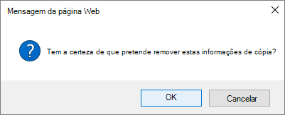 Caixa de diálogo Remover confirmação de ligação