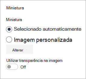 Definições de imagem em miniatura