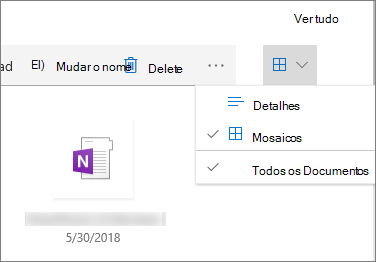 Vista em mosaico na biblioteca de documentos