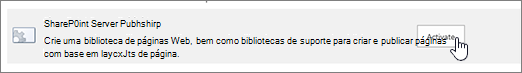 Ativar a opção de publicação do SharePoint em Funcionalidades da coleção de sites