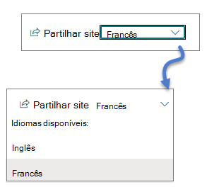 Menu pendente Idioma