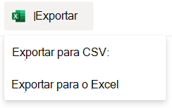 As opções exportar para uma lista do SharePoint.
