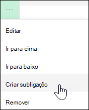 Criar uma ligação para uma subligação no menu esquerdo