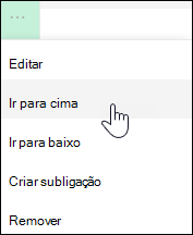 Mover uma ligação para cima ou para baixo no menu esquerdo