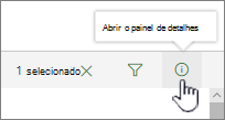 Abrir o botão do painel de detalhes realçado