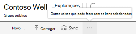 Menu da Biblioteca de Documentos Onine do SharePoint