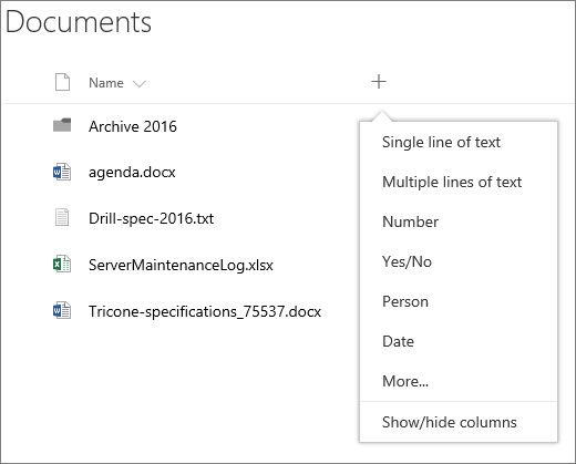 Adicionar um menu pendente de colunas numa biblioteca de documentos ligada a um grupo