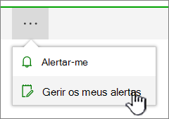 Botão Gerir alertas do SharePoint Online realçado