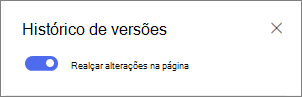 Alternar para mostrar as diferenças de versão na página