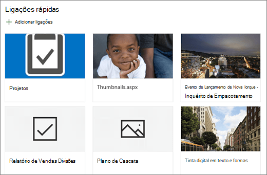 Ver ligações rápidas no esquema de grelha