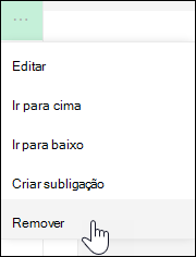 Remover uma ligação do menu esquerdo