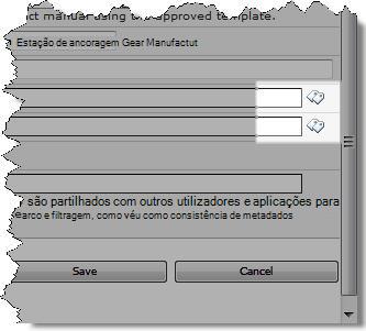 Ícones de Etiquetas na caixa de diálogo Editar Propriedades