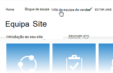 Navegação superior de um site