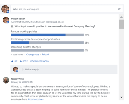 Realça a experiência clássica do Yammer da peça Web